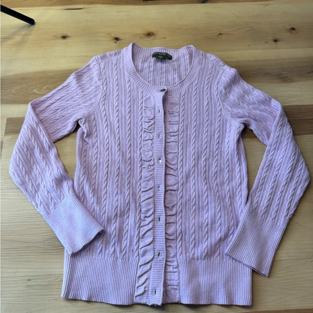 Eddie Bauer Light Pink Cable Knit Cardigan